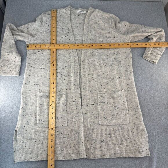 Madewell Women Medium Open Front Donegal Cardigan Pockets Gray Wool Blend Duster - Picture 6 of 12